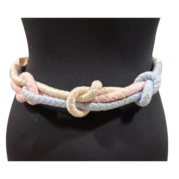 Vintage Carolyn Tanner Designs Braided Belt Pink Blue 38" long 2" wide - Picture 1 of 6